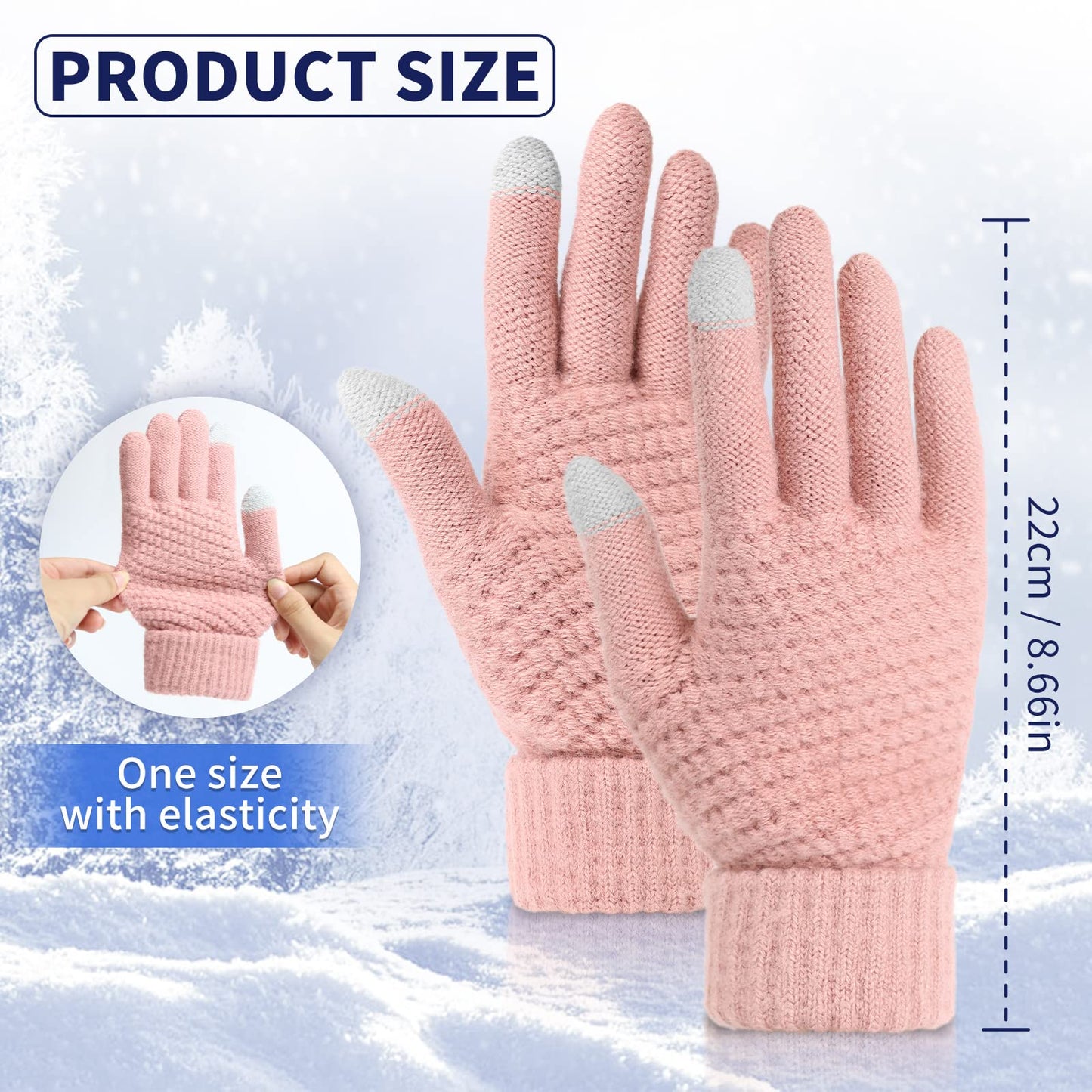 Omisy 4 Pairs Womens Gloves for Cold Weather, Women Christmas Gifts for Mom Wife, Stocking Stuffers for Adult Women, Winter Warm Gloves with Touchscreen - Black, Grey, Beige, Pink